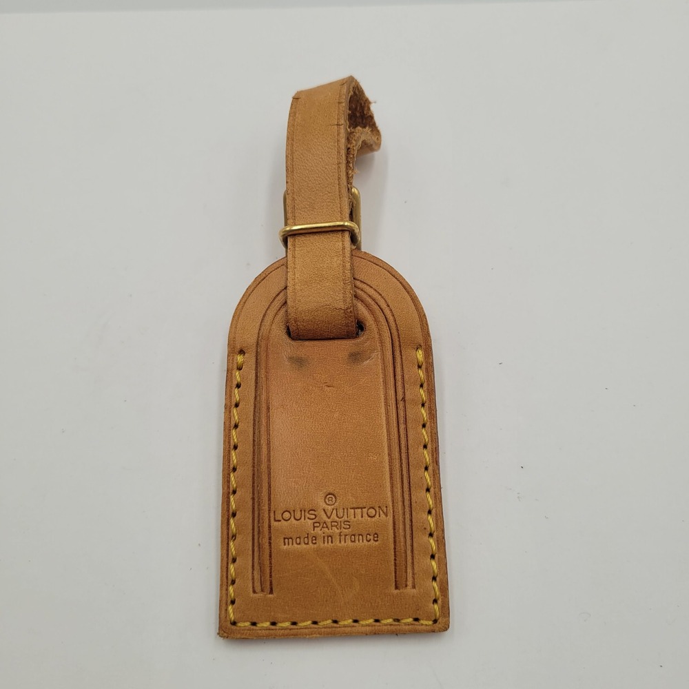 Louis Vuitton Vachetta Leather Luggage Tag Tan Made in France Small Accessory